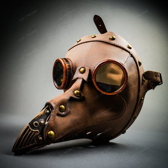 Plague Doctor Long Nose Mask Steampunk - Brown - Picture 2 of 8